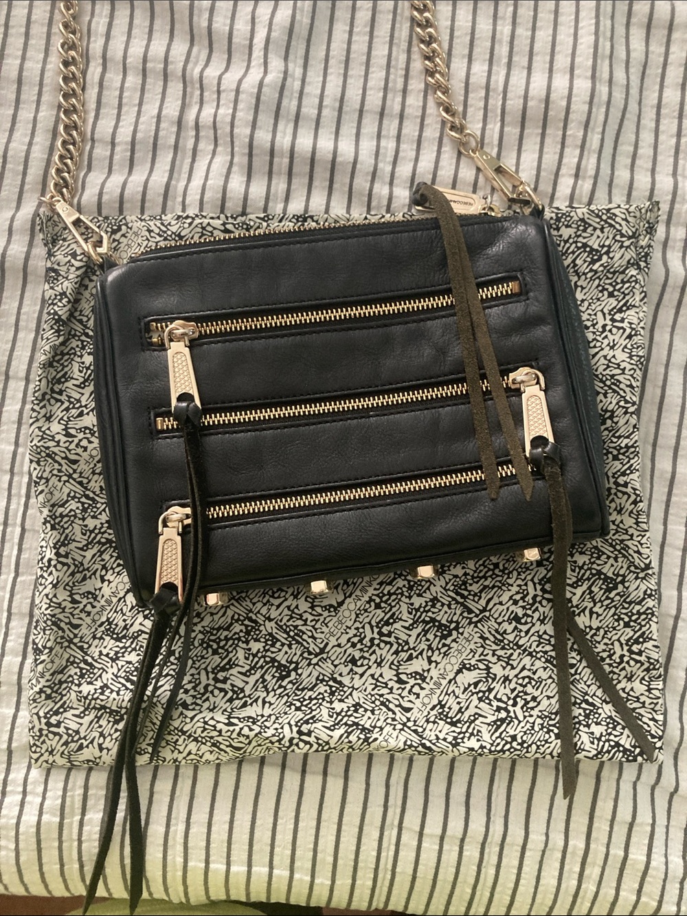 Rebecca Minkoff Black Leather bag with Gold Hardware